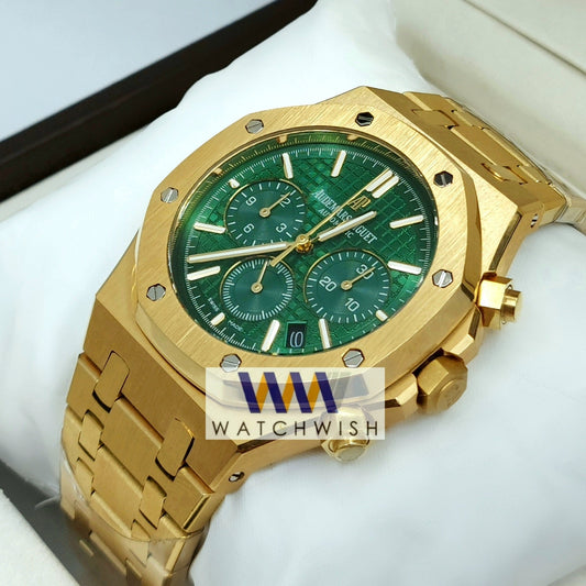 Exclusive Collection Yellow Gold With Green Dial Chronograph Watch