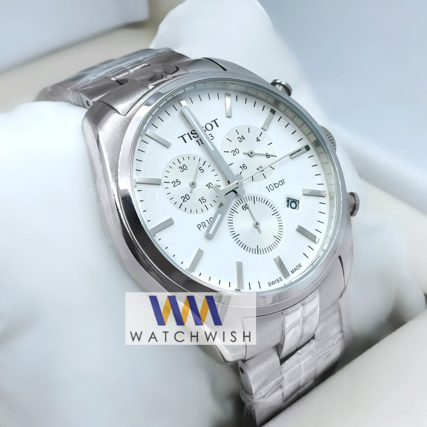 New Collection Silver With White Dial Chronograph Watch