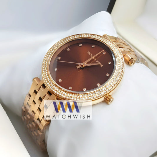 Ladies Brand Collection Rose Gold Maroon Dial Watch