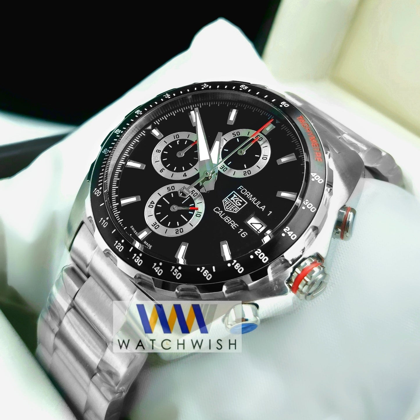 New Collection Silver With Black Dial Chronograph Watch