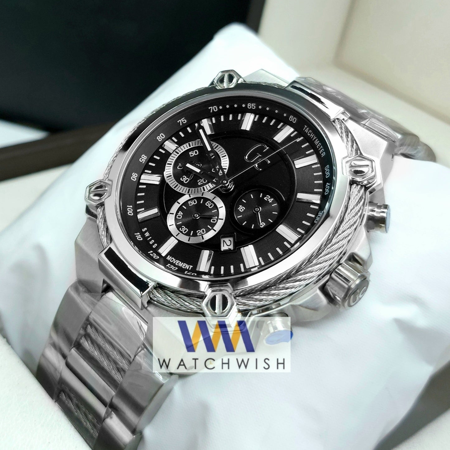 New Collection Silver With Black Dial Chronograph Watch