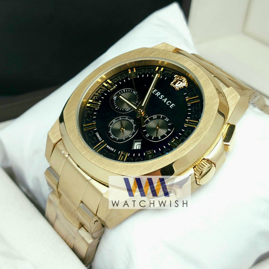 New Collection Gold with Black Chronograph Watch