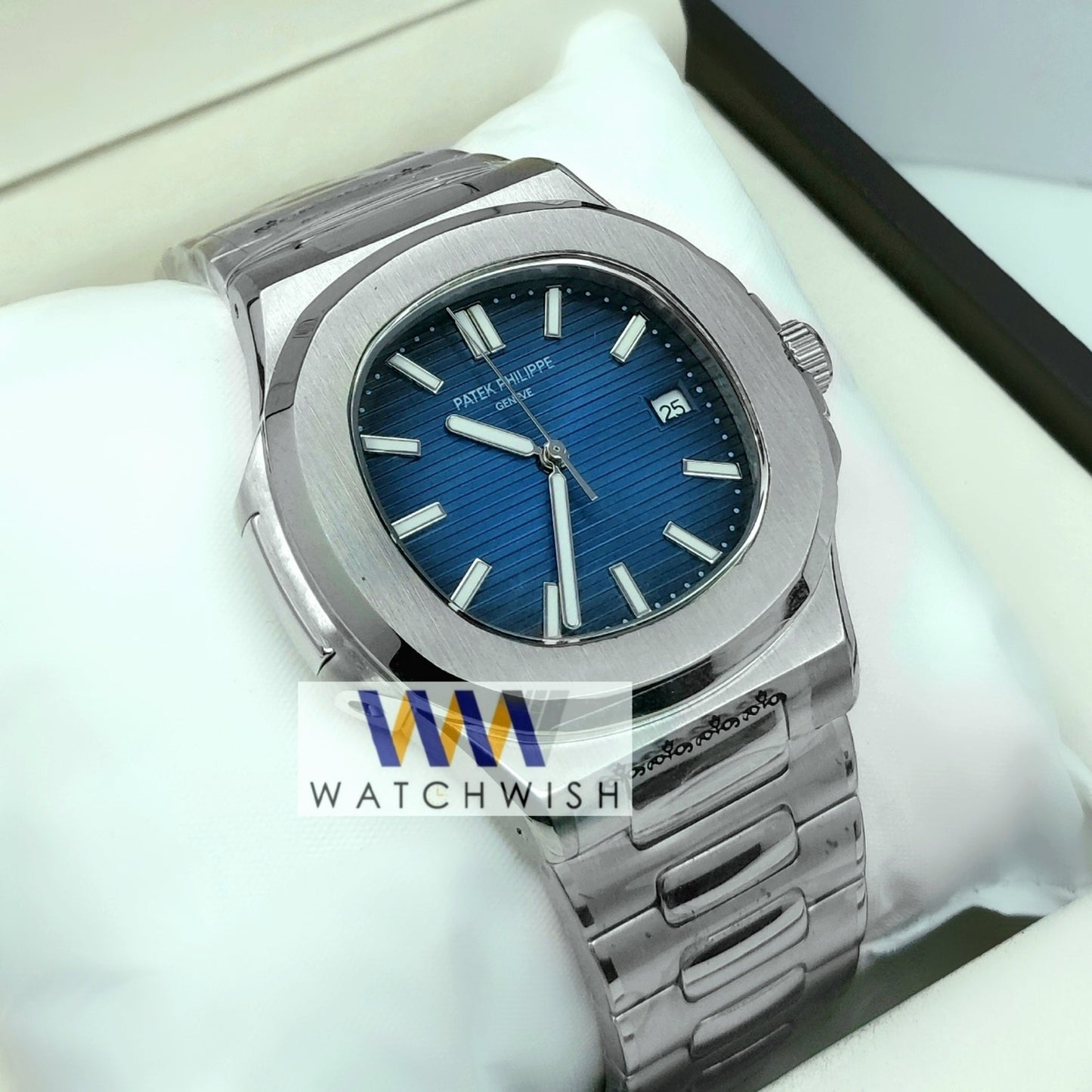 New Collection Silver With Blue Dial Automatic Watch