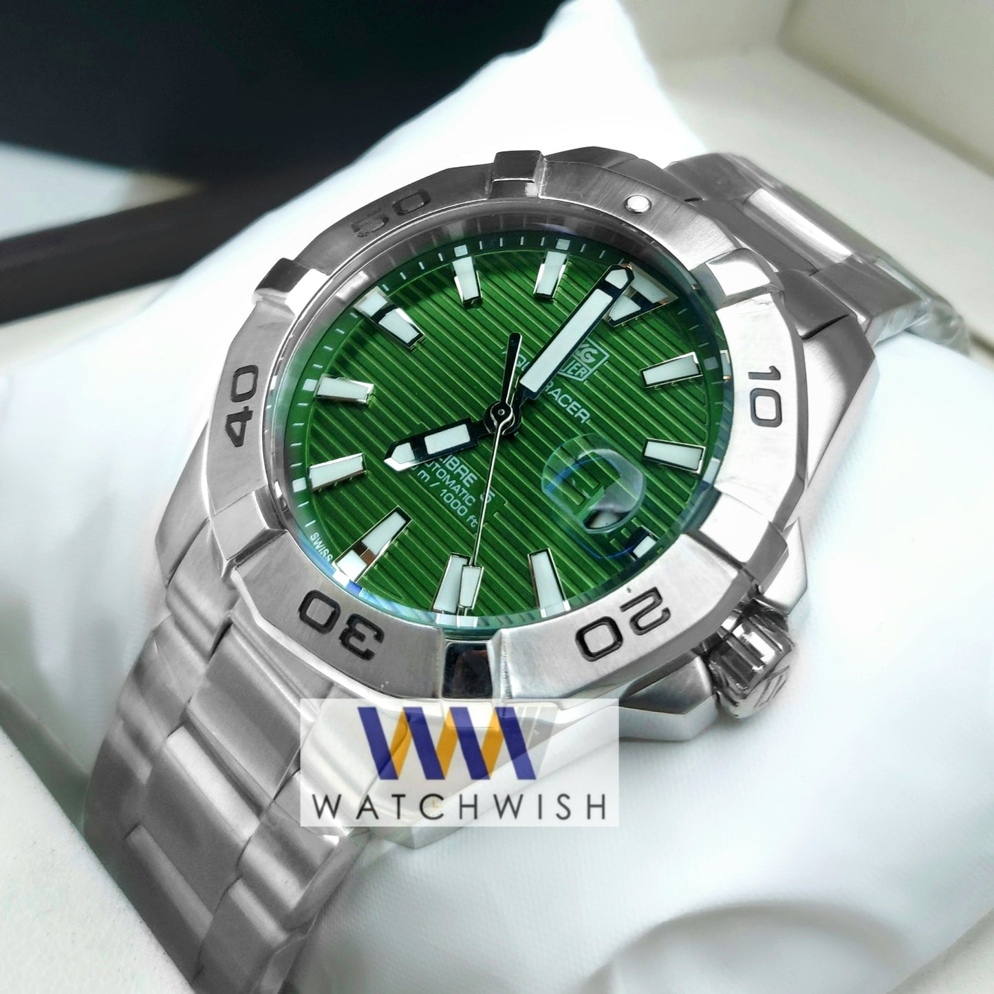 Exclusive Collection Silver With Green Dial Automatic Watch