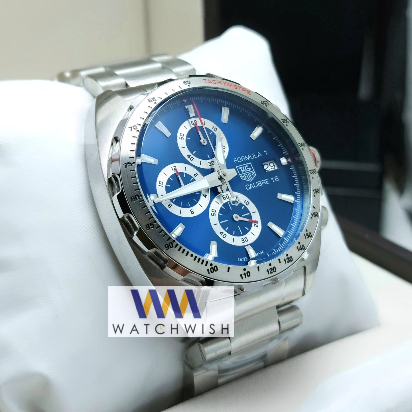 New Collection Silver With Blue Dial Chronograph Watch