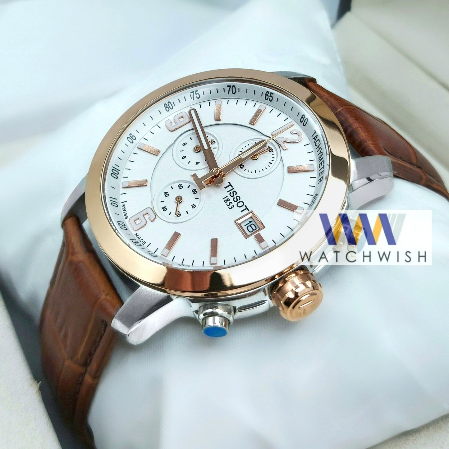 New Collection Two Tone With White Dial Chronograph Branded Watch