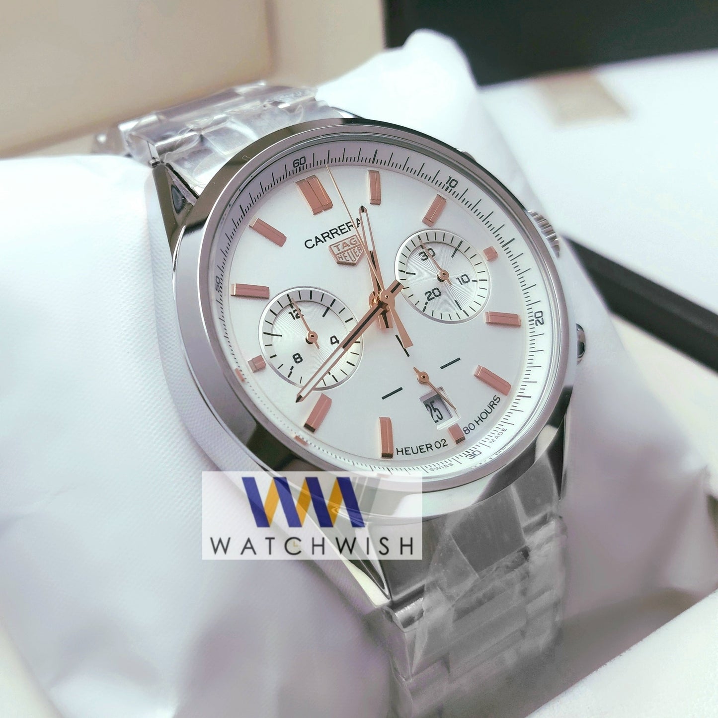 New Collection Silver With White Dial Chronograph Watch