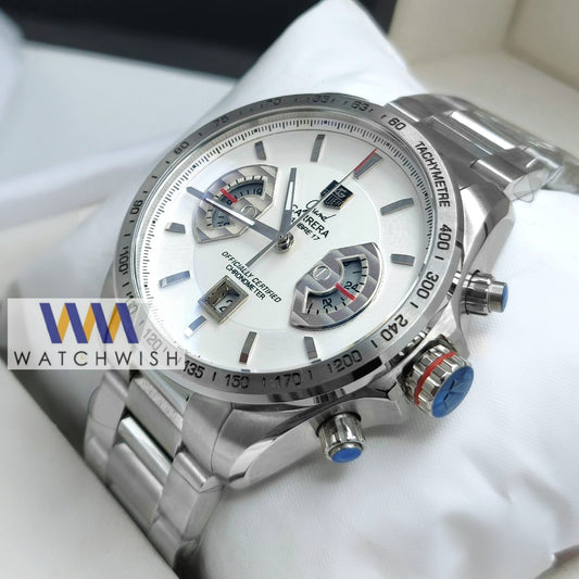 New Collection Silver With White Dial Chronograph Watch