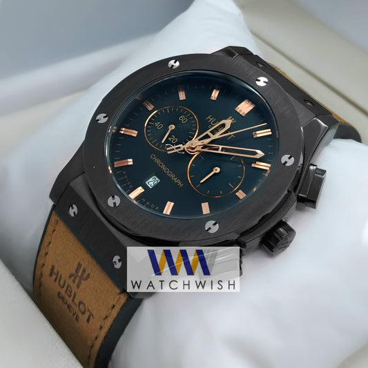 New Collection Full Black With Brown Strap Chronograph Watch