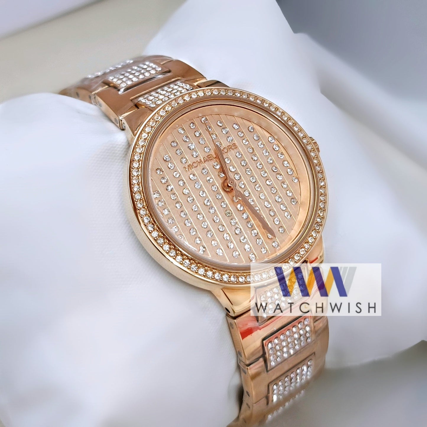 Ladies Brand Rose Gold With Stone Dial Stone Bracelet Watch