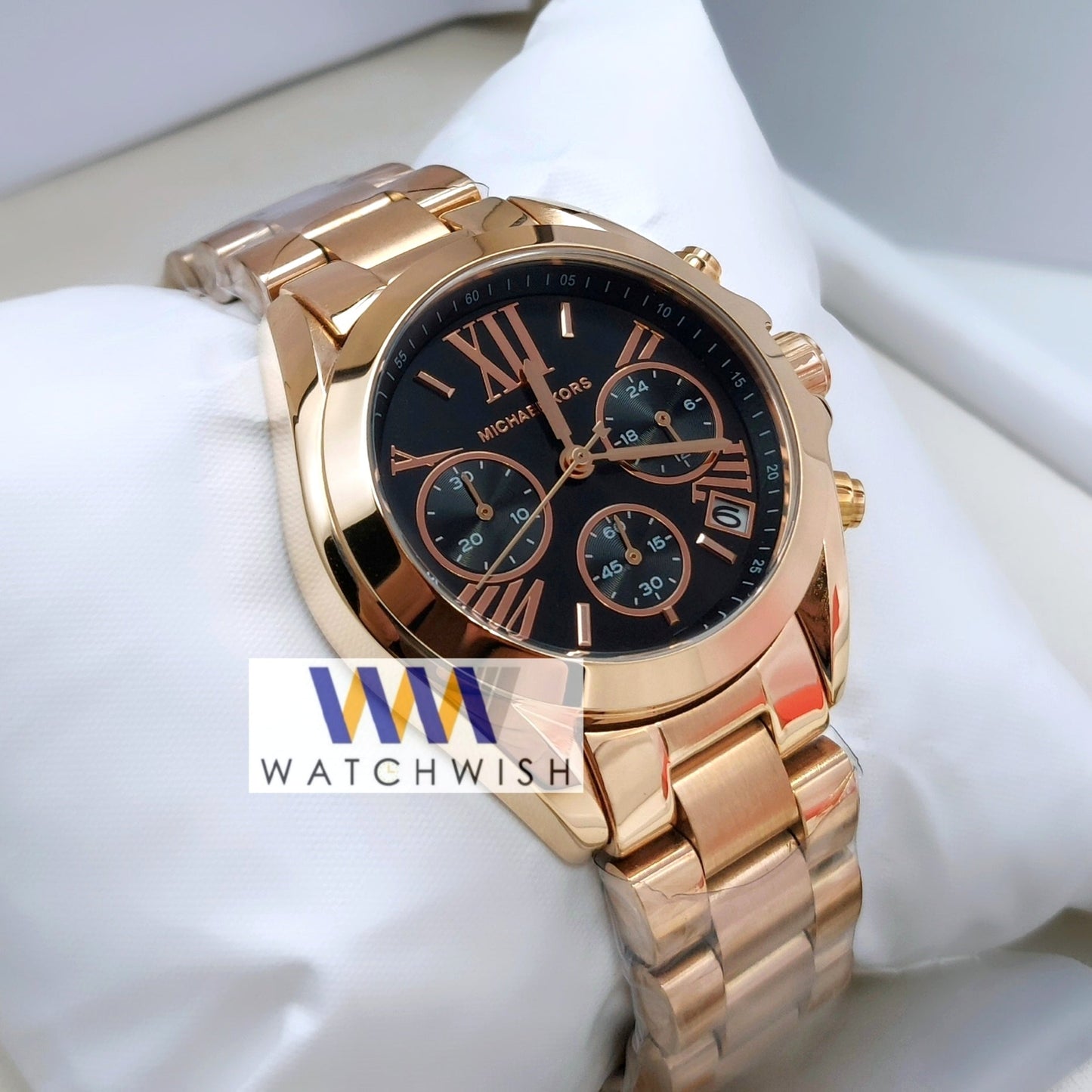 Ladies Collection Rose Gold With Black Dial Chronograph Brand Watch