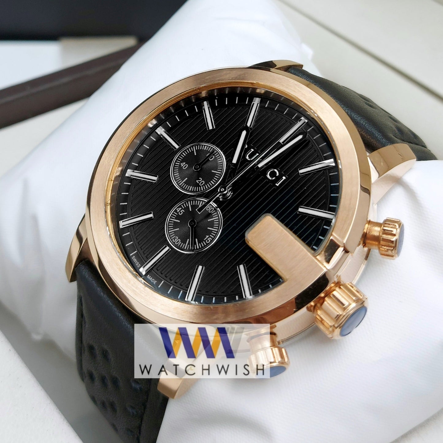 New Collection Rose Gold With Black Dial Chronograph Watch For Men