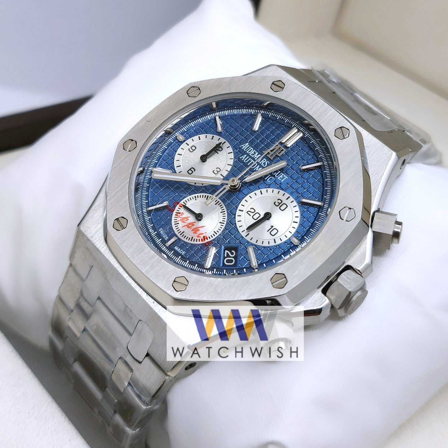 New Collection Silver With Blue Dial Chronograph Watch