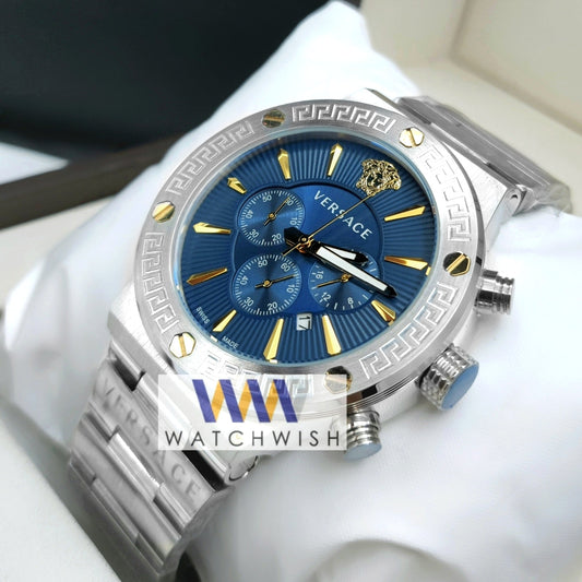 Exclusive Collection Silver With Blue Dial Chronograph Watch