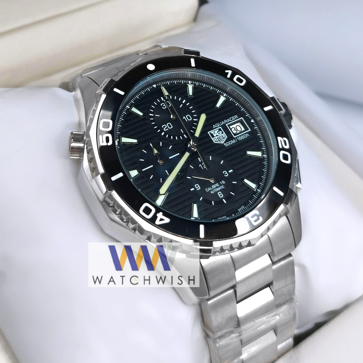 New Collection Silver With Black Dial Chronograph Watch