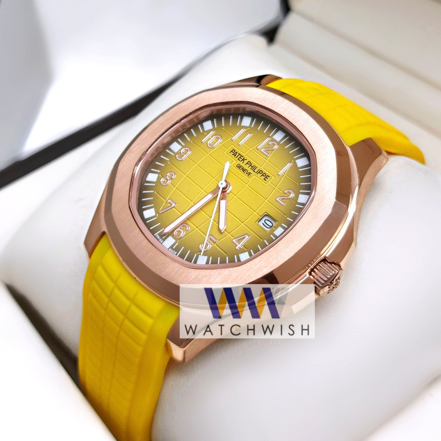 New Collection Rose Gold With Yellow Dial Automatic Watch