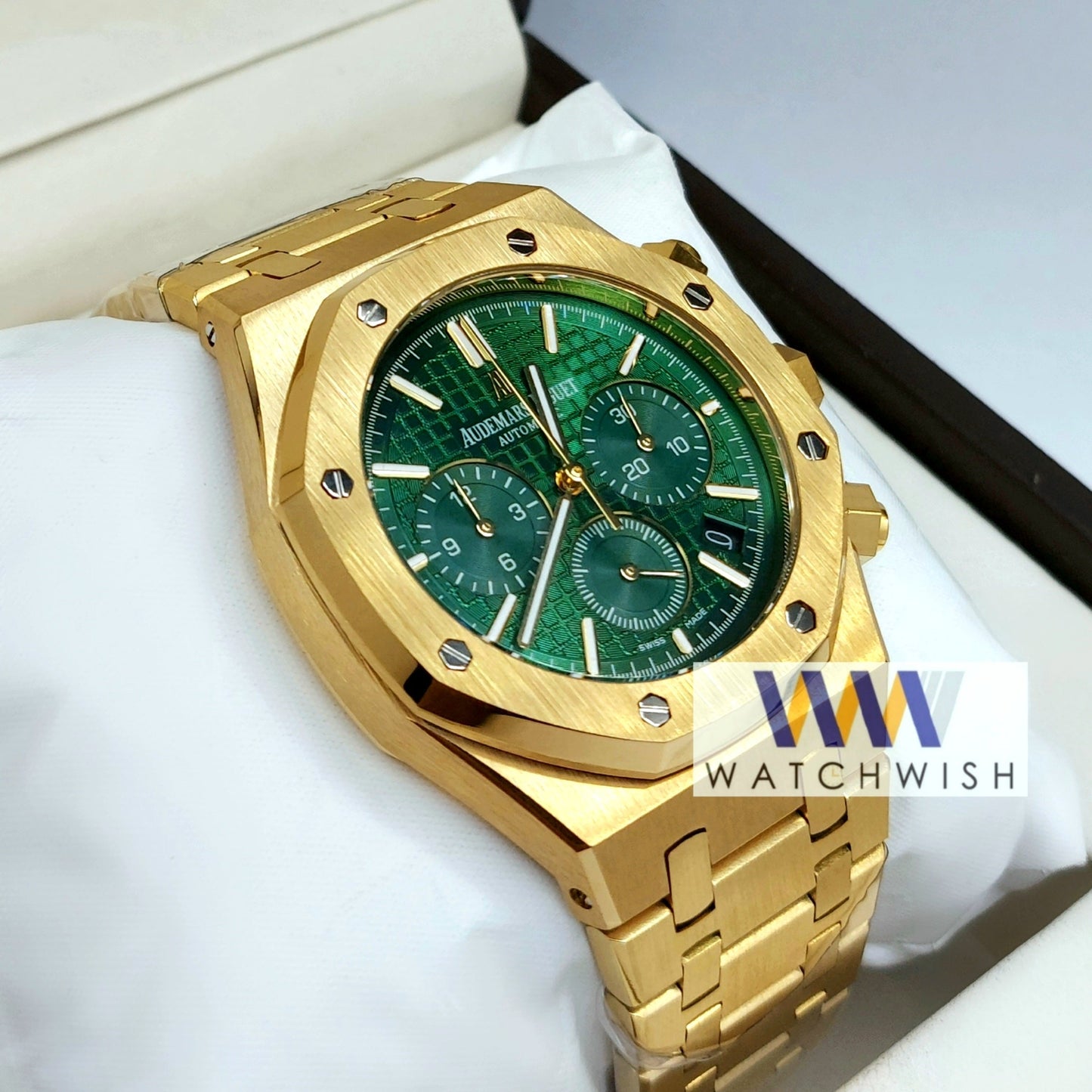 Exclusive Collection Yellow Gold With Green Dial Chronograph Watch