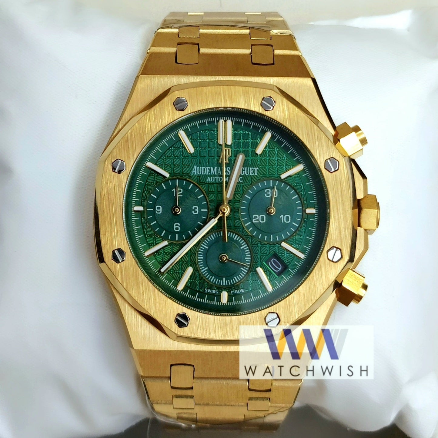 Exclusive Collection Yellow Gold With Green Dial Chronograph Watch