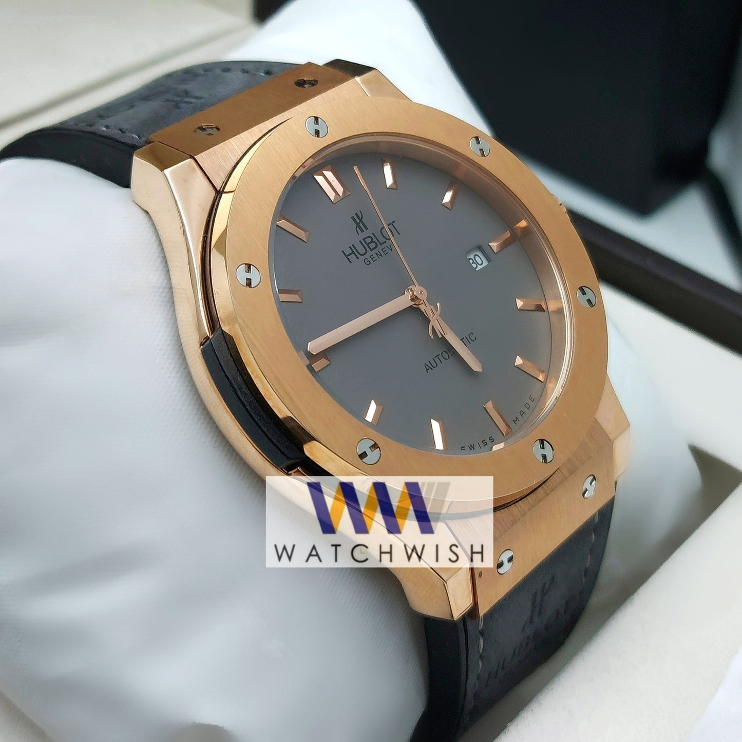 New Collection Rose Gold With Grey Dial Automatic Watch