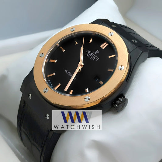 New Collection Full Black With Rose Gold Bezel Automatic Watch