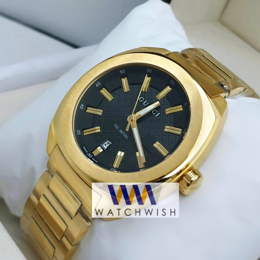 New Collection Yellow Gold With Black Dial Watch