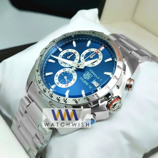 New Collection Silver With Blue Dial Chronograph Watch