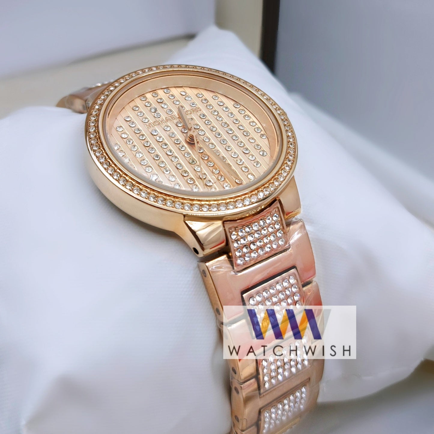 Ladies Brand Rose Gold With Stone Dial Stone Bracelet Watch