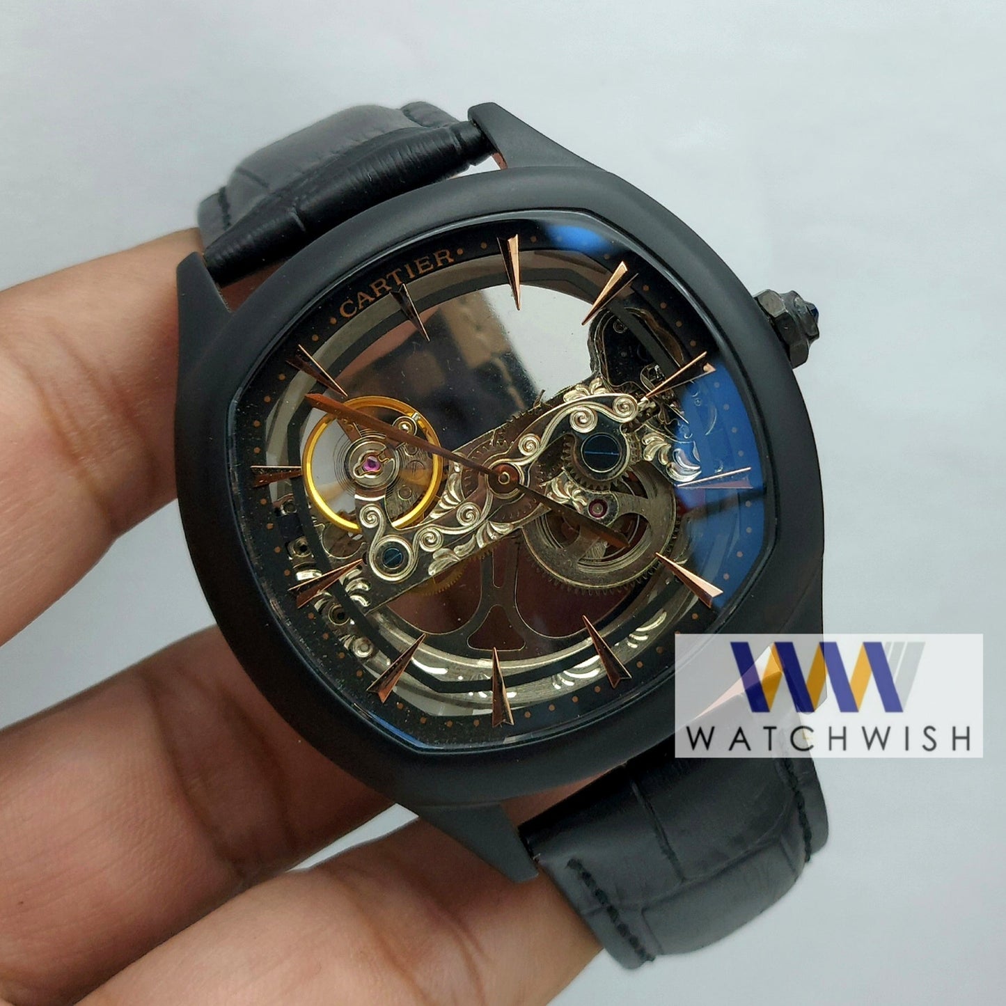 New Collection Full Black Skeleton Dial Watch For Men