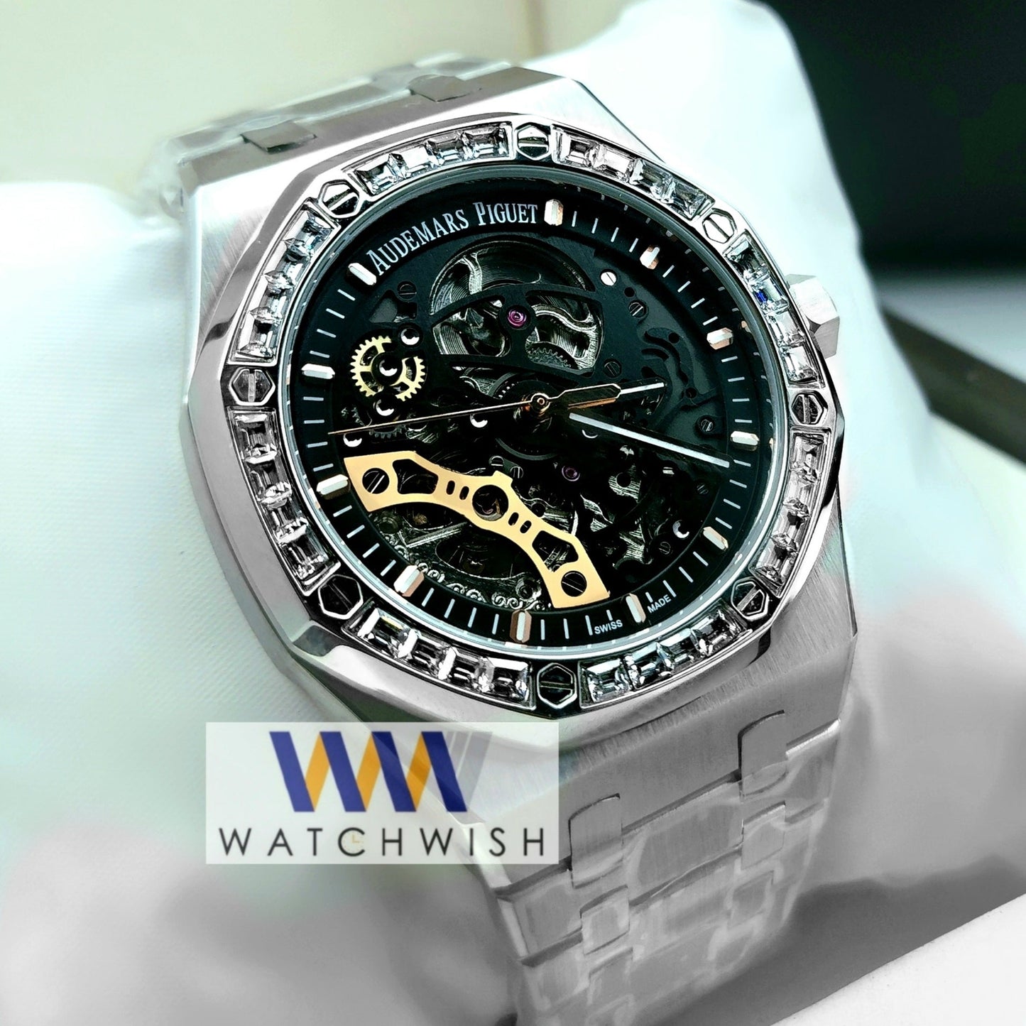 Exclusive Collection Silver With Black Skeleton Dial Automatic Watch