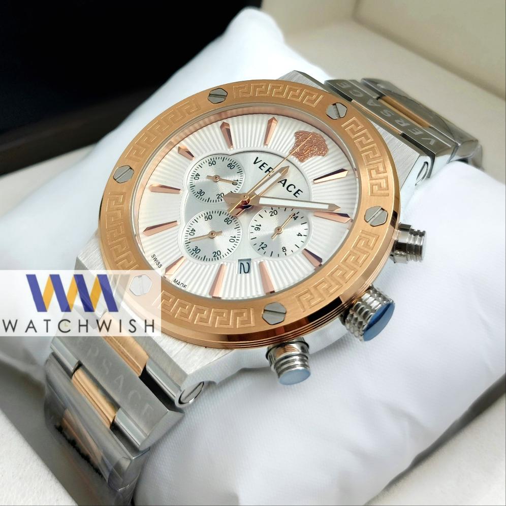 New Collection Two Tone White Dial Chronograph Watch