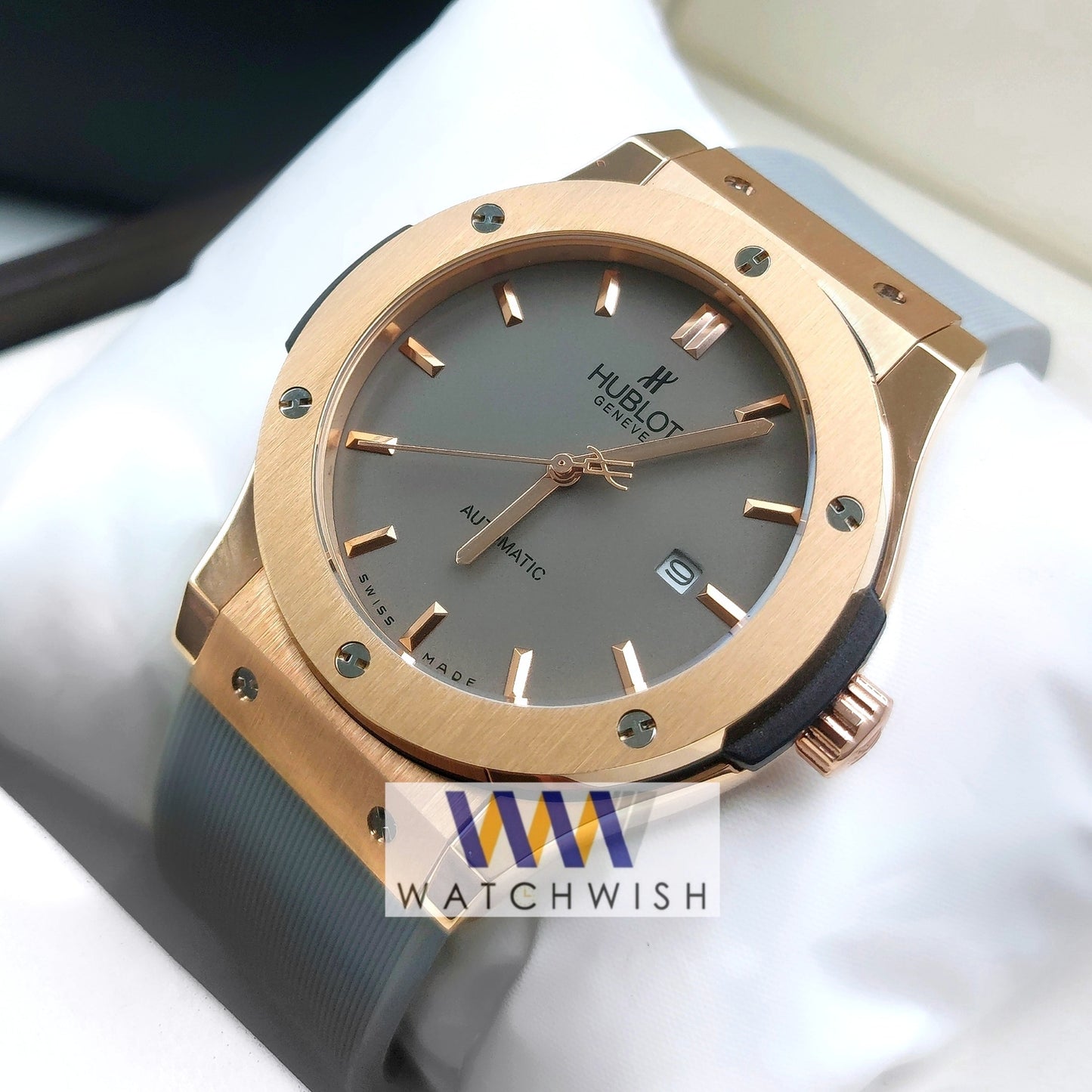 New Collection Rose Gold With Grey Dial Automatic Watch