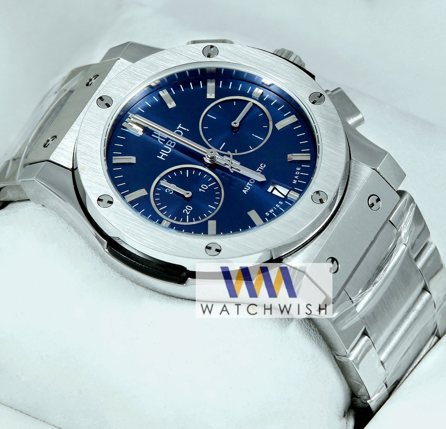 New Collection Silver With Blue Dual Chronograph Watch for Men