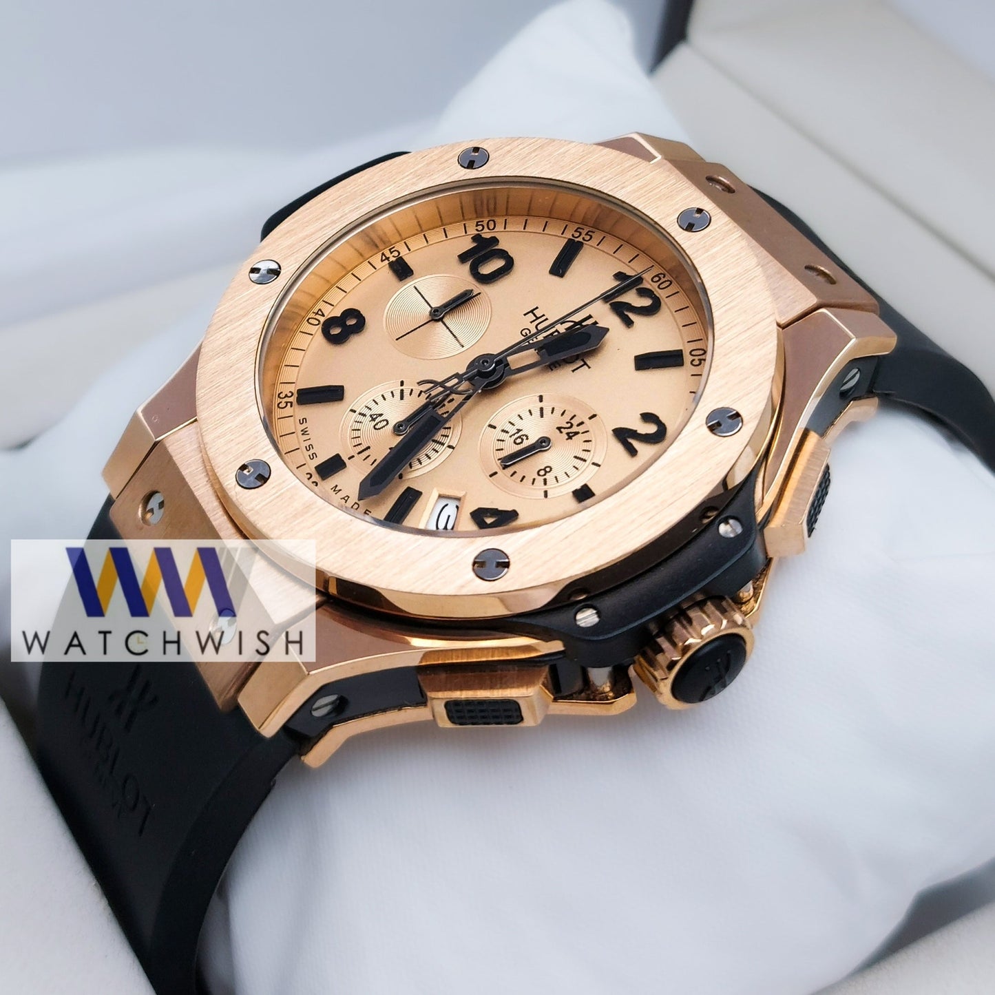 New Collection Rose Gold Case With Matt Rose Gold Dial Chronograph Brand Watch