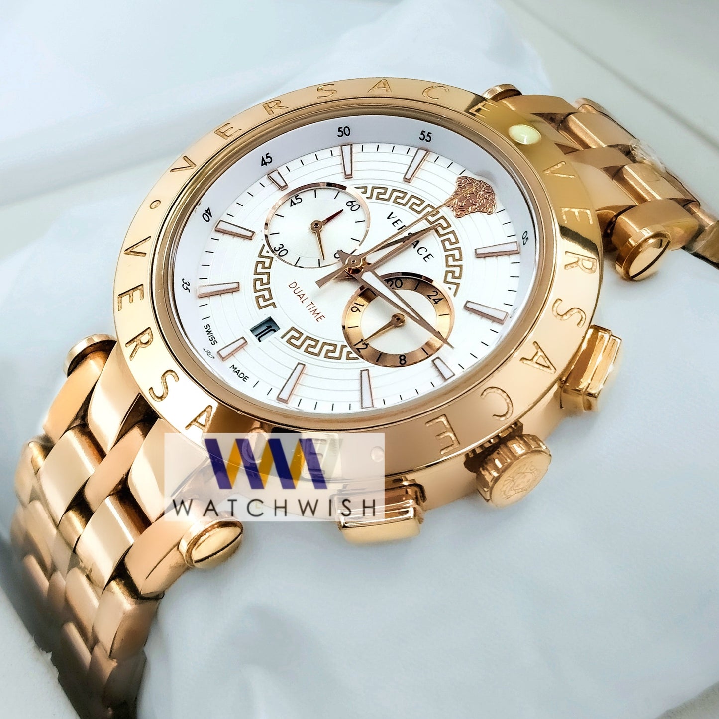 Exclusive Collection Rose Gold  with White Dial Chronograph Watch