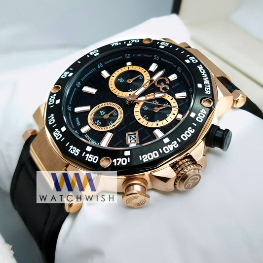 New Collection Rose Gold With Black Dial Chronograph Watch