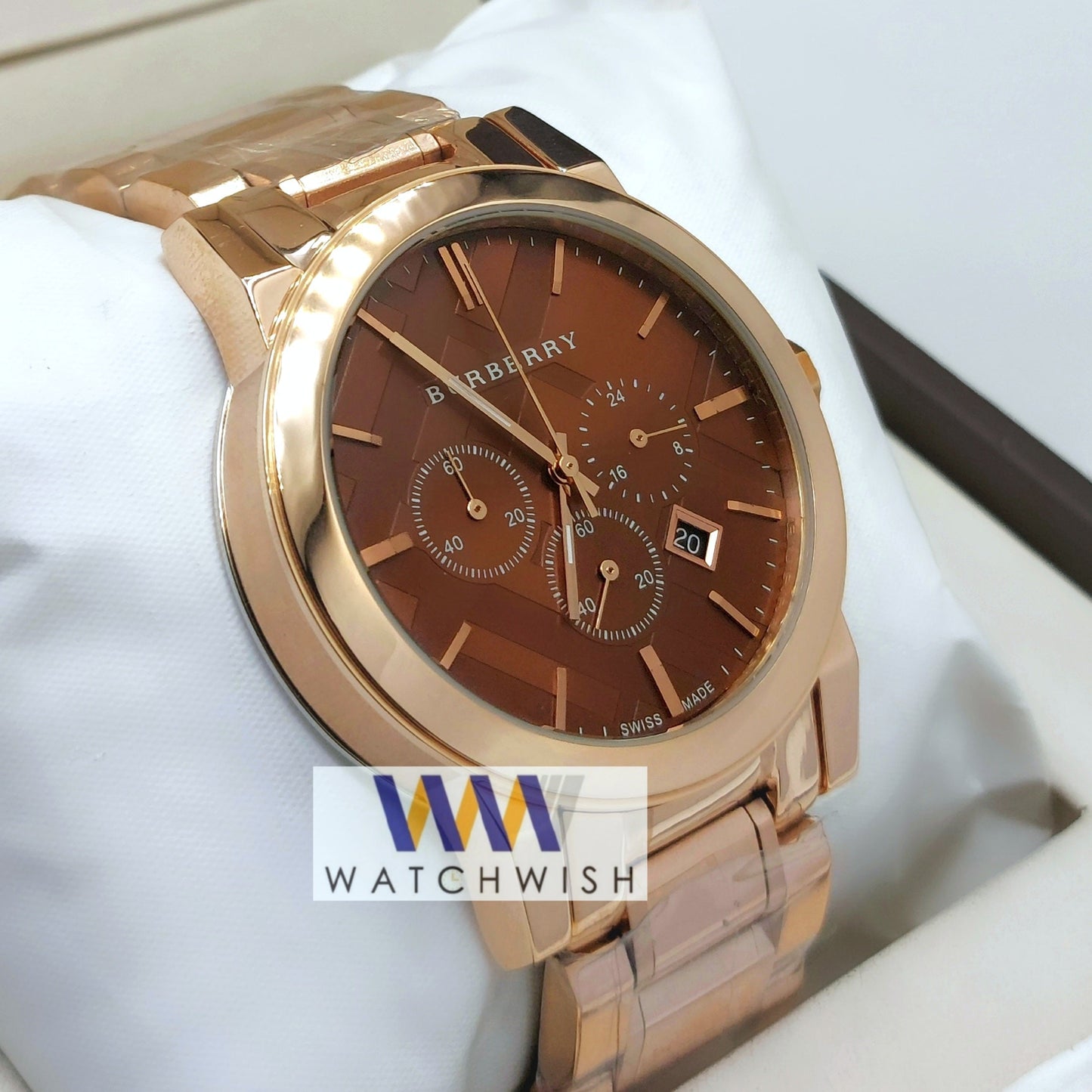 New Collection Rose Gold With Brown Dial Chronograph Watch