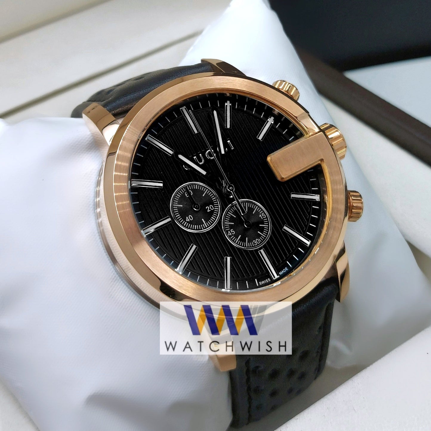 New Collection Rose Gold With Black Dial Chronograph Watch For Men