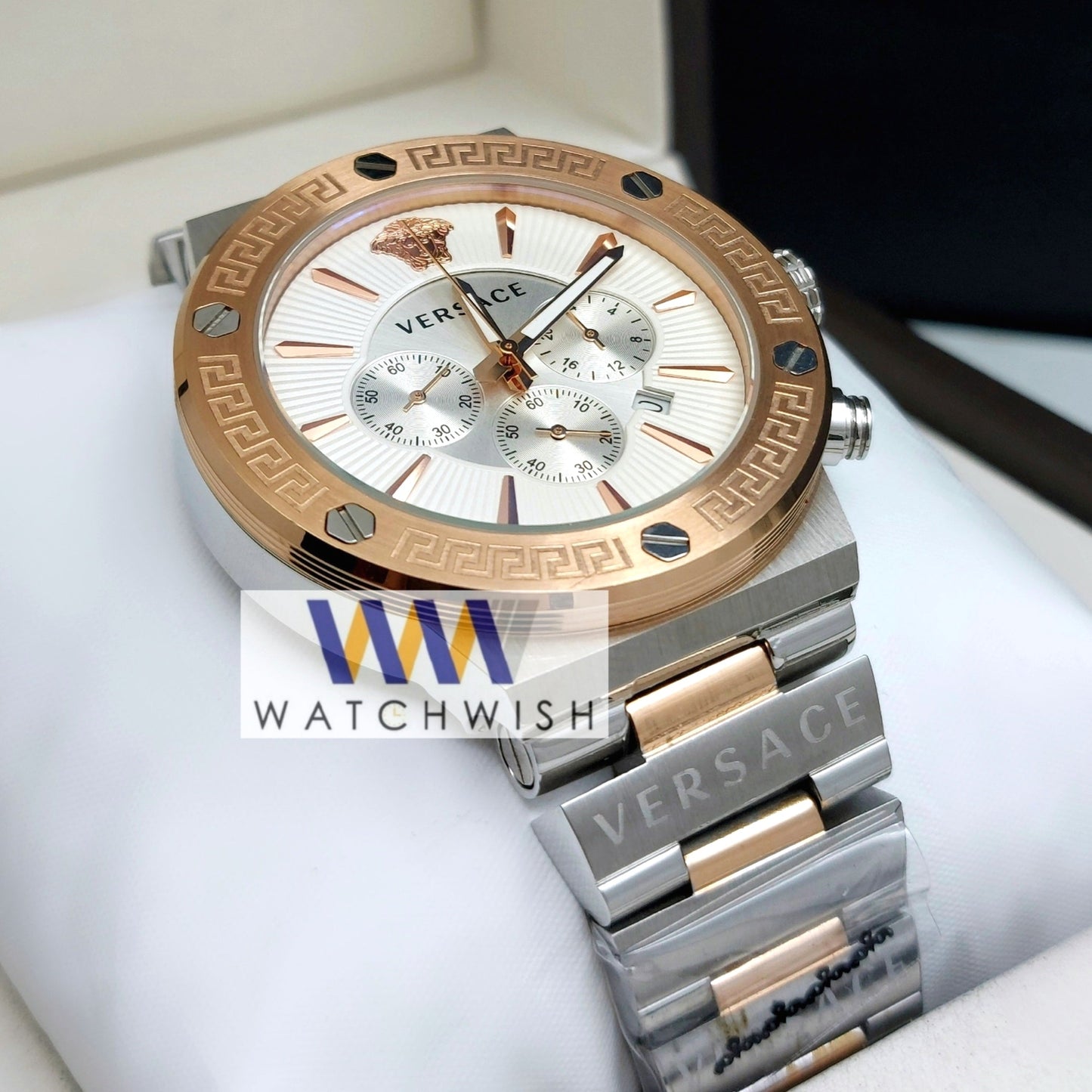 New Collection Two Tone White Dial Chronograph Watch