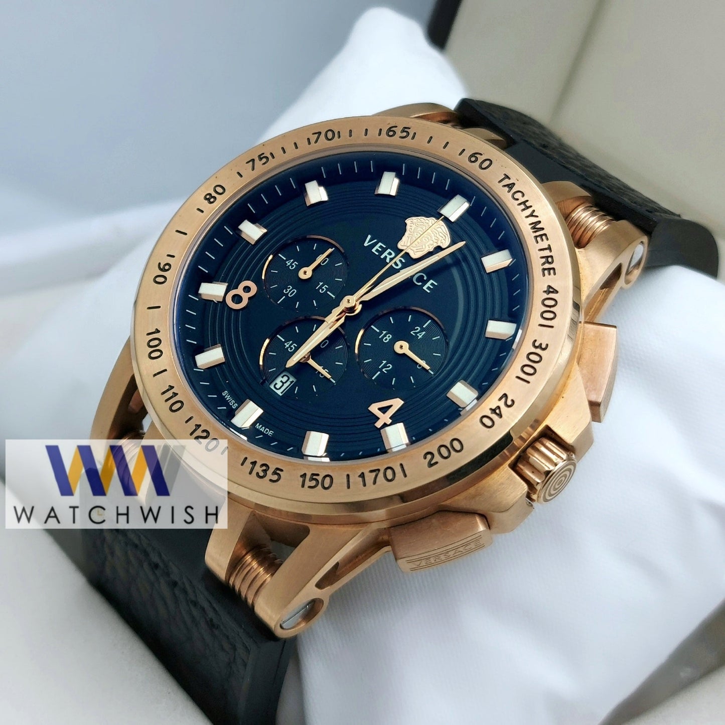 New Collection Gold With Black Dial Chronograph Watch