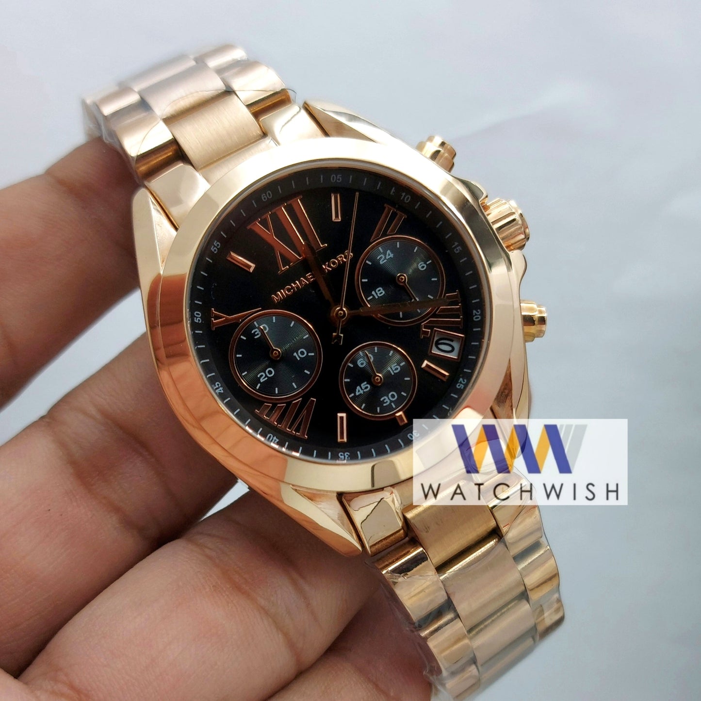 Ladies Collection Rose Gold With Black Dial Chronograph Brand Watch