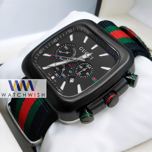 New Collection Full Black With Nylon Strap Chronograph Branded Watch For Men