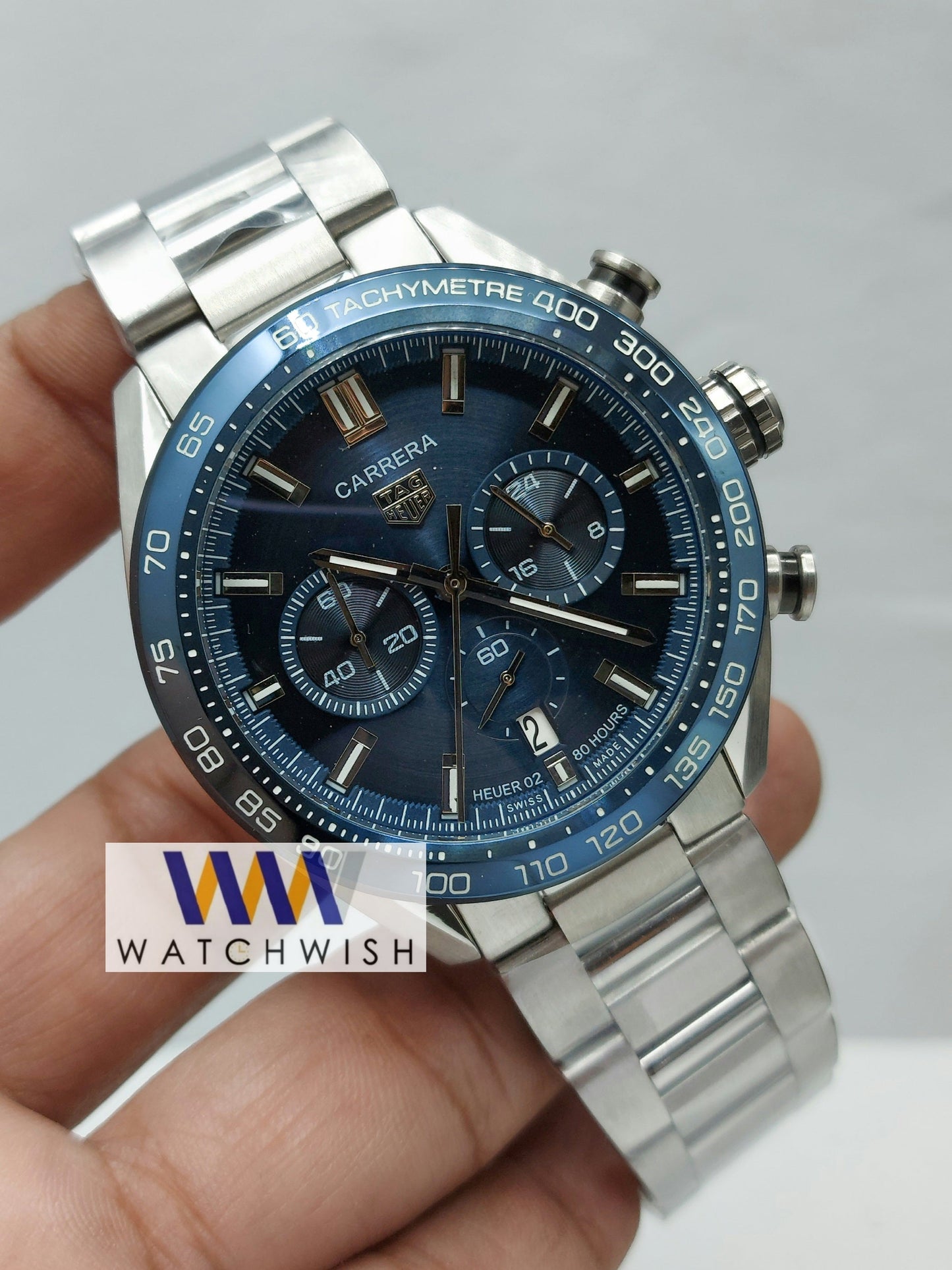 New Collection Silver With Blue Dial Chronograph Watch