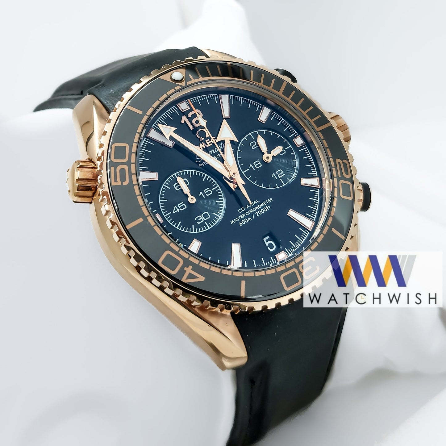 Exclusive Collection Rose Gold With Black Dial Chronograph Brand Watch
