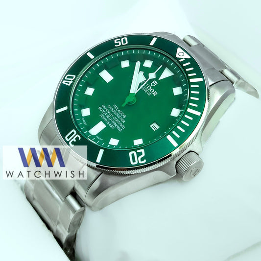 Exclusive Collection Matt Silver With Green Dial Automatic Watch