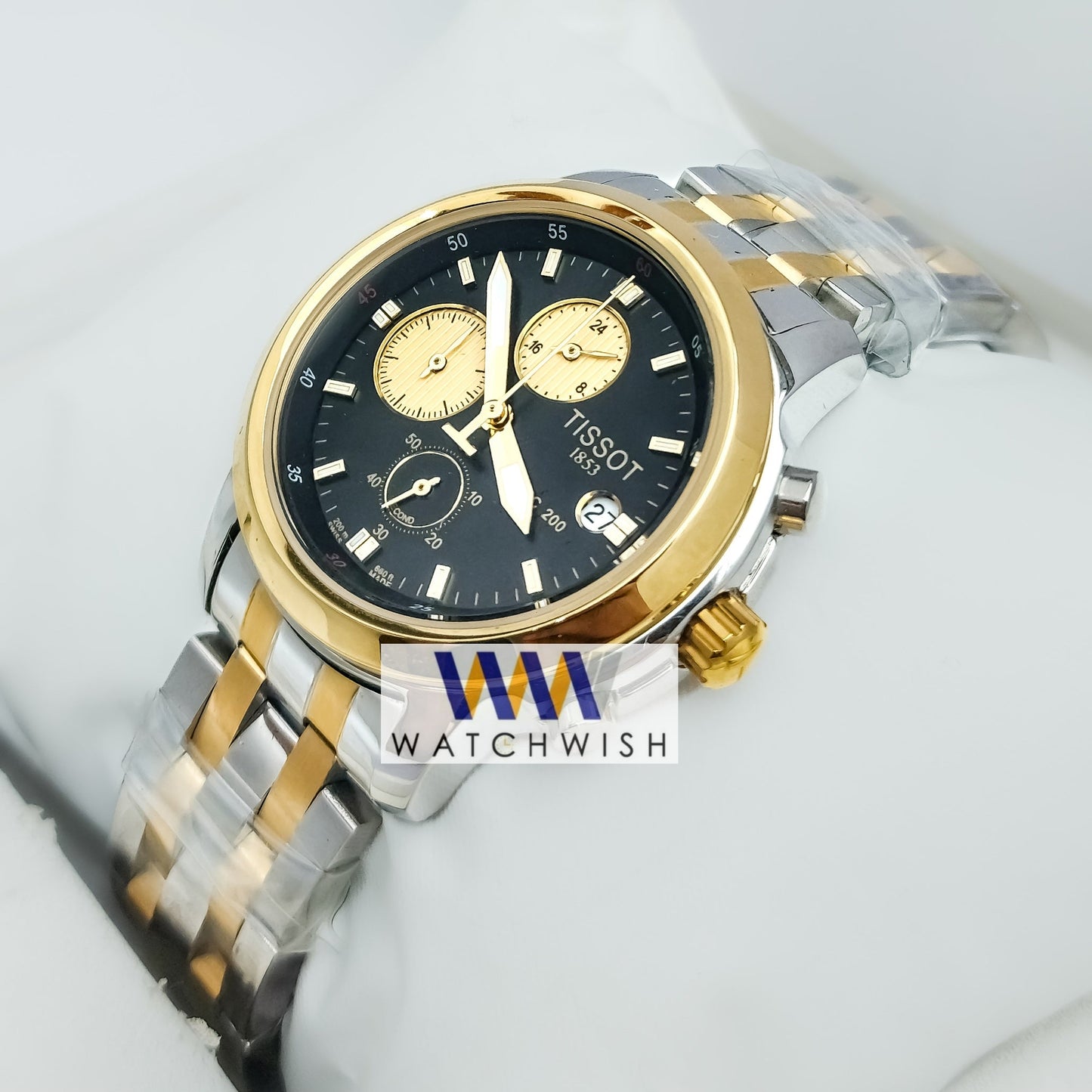 Ladies Collection Two Tone With Black Dial Chronograph Watch