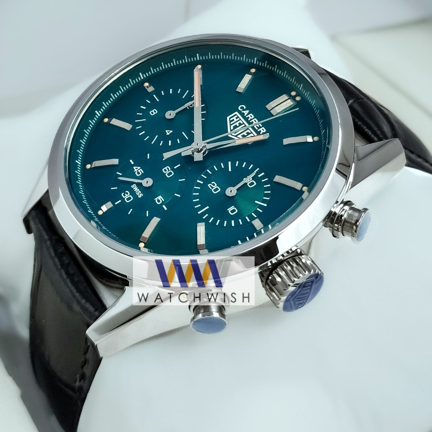 New Collection Silver With Green Dial Chronograph Watch