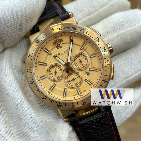 New Collection Yellow Gold With Yellow Dial Chronograph Watch