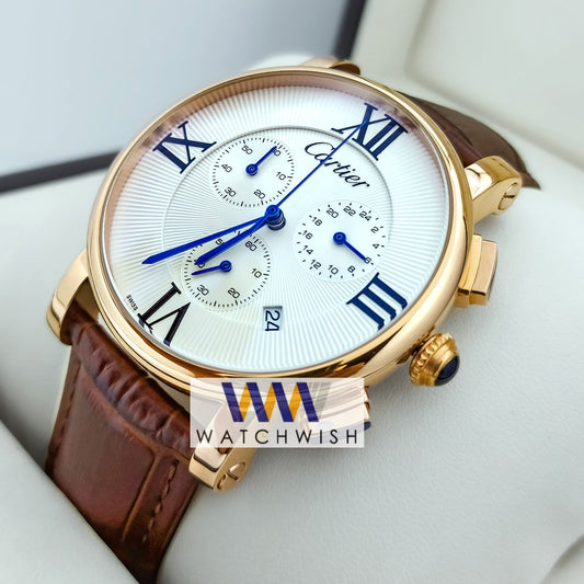 New Collection Rose Gold With White Dial Watch For Men