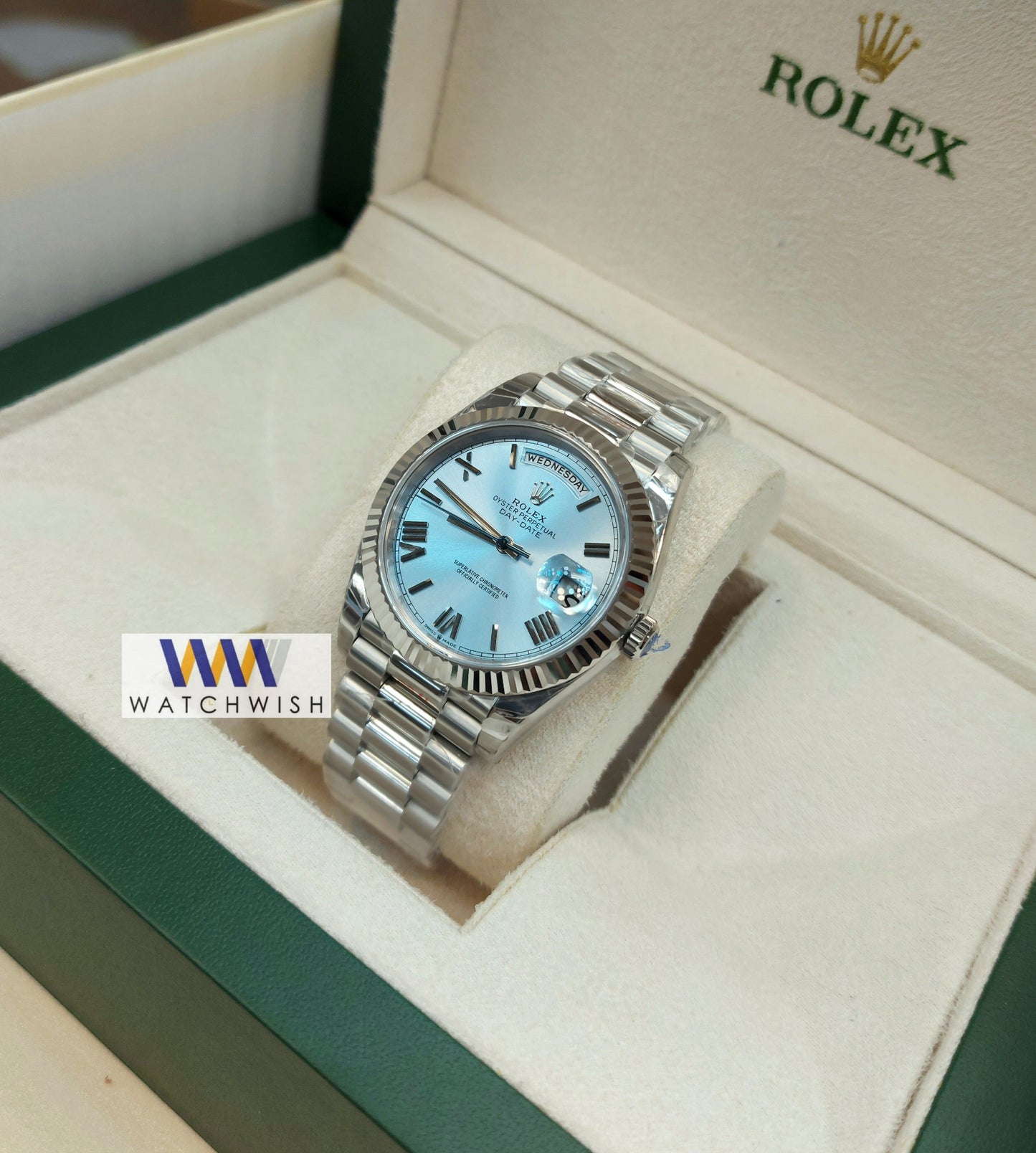 Top Quality EW Factory Silver With Light Blue Dial Automatic Watch