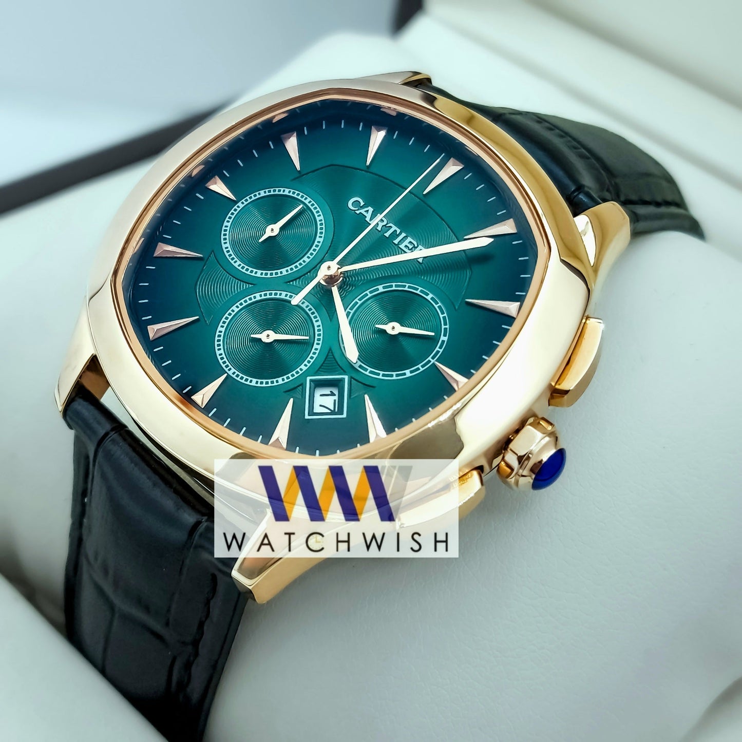 New Collection Rose Gold With Green Dial Watch For Men